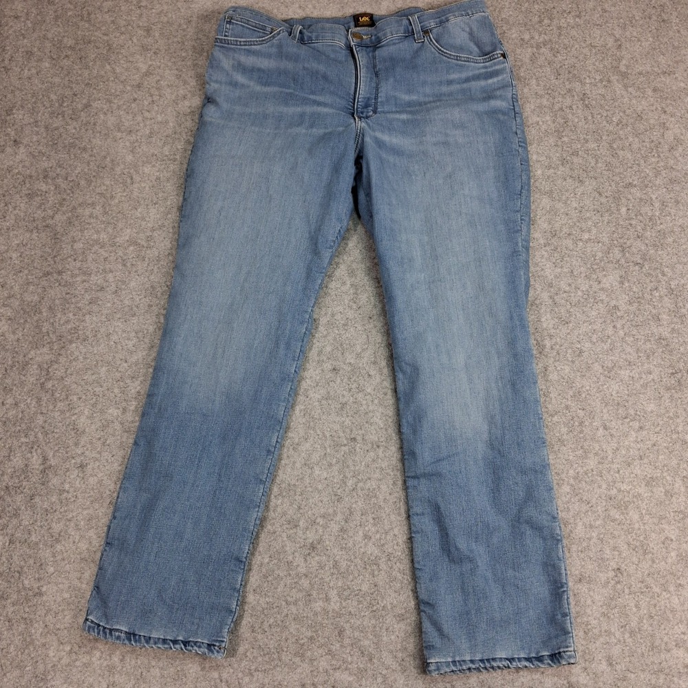 Lee Fleece Lined Jeans Womens 18M Light Blue Plaid‎ Lined Straight Leg 112339689